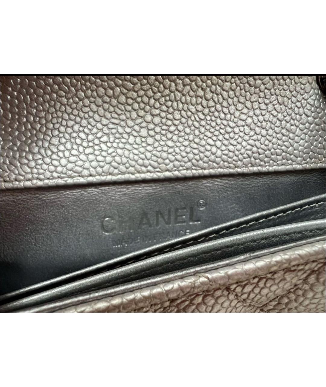 CHANEL Серебряная кожаная сумка через плечо, фото 2