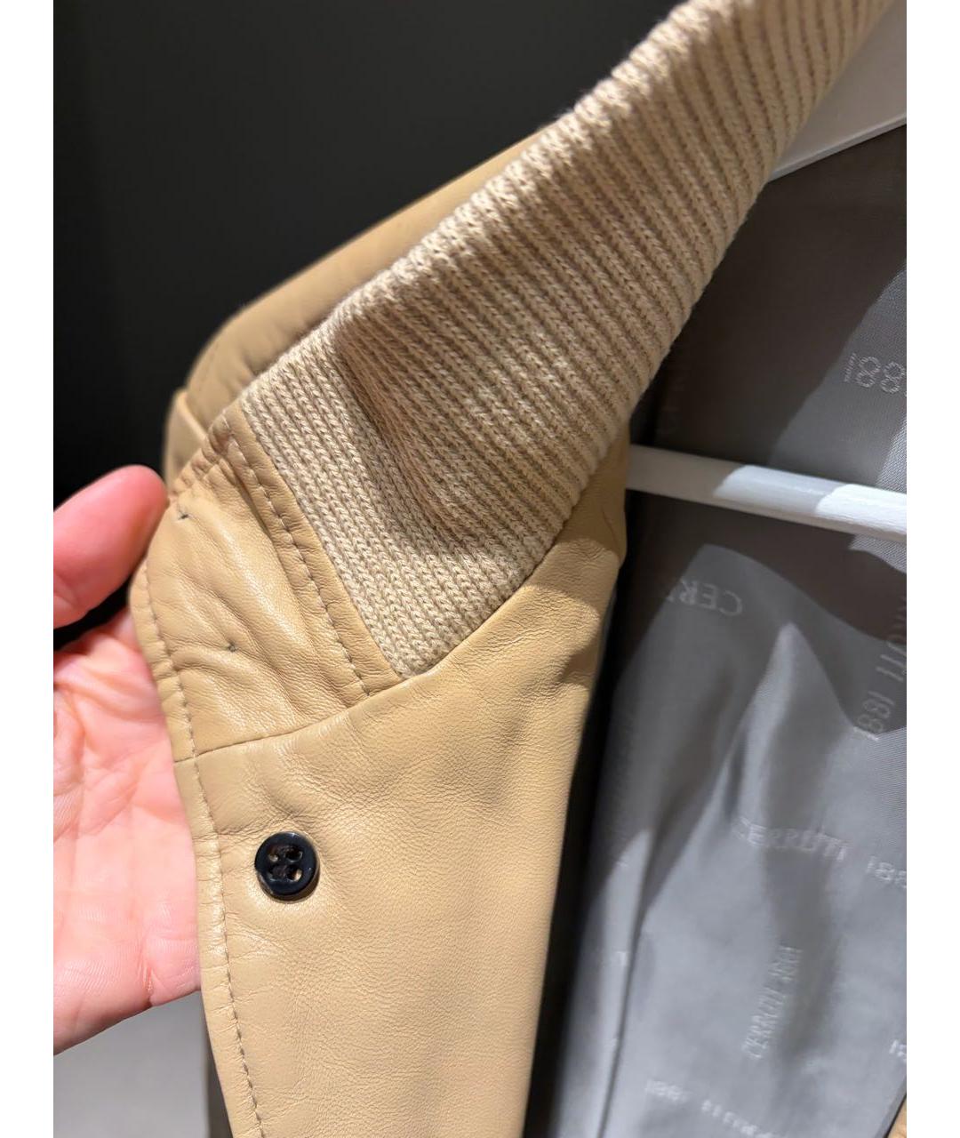 CERRUTI 1881 Бежевая кожаная куртка, фото 4