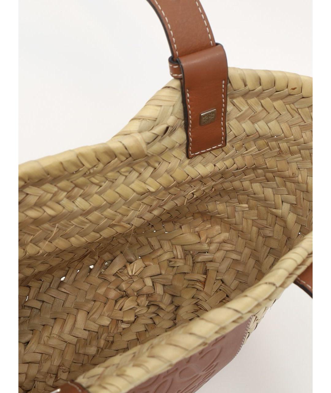 LOEWE Бежевая пелетеная сумка тоут, фото 7