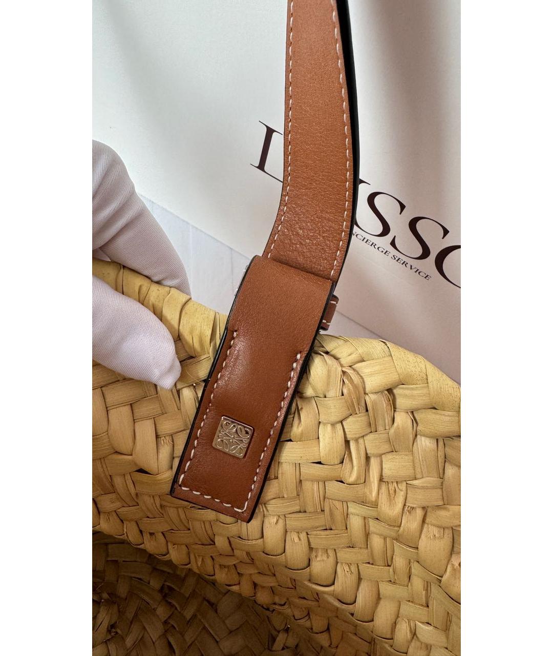 LOEWE Бежевая пелетеная сумка тоут, фото 6