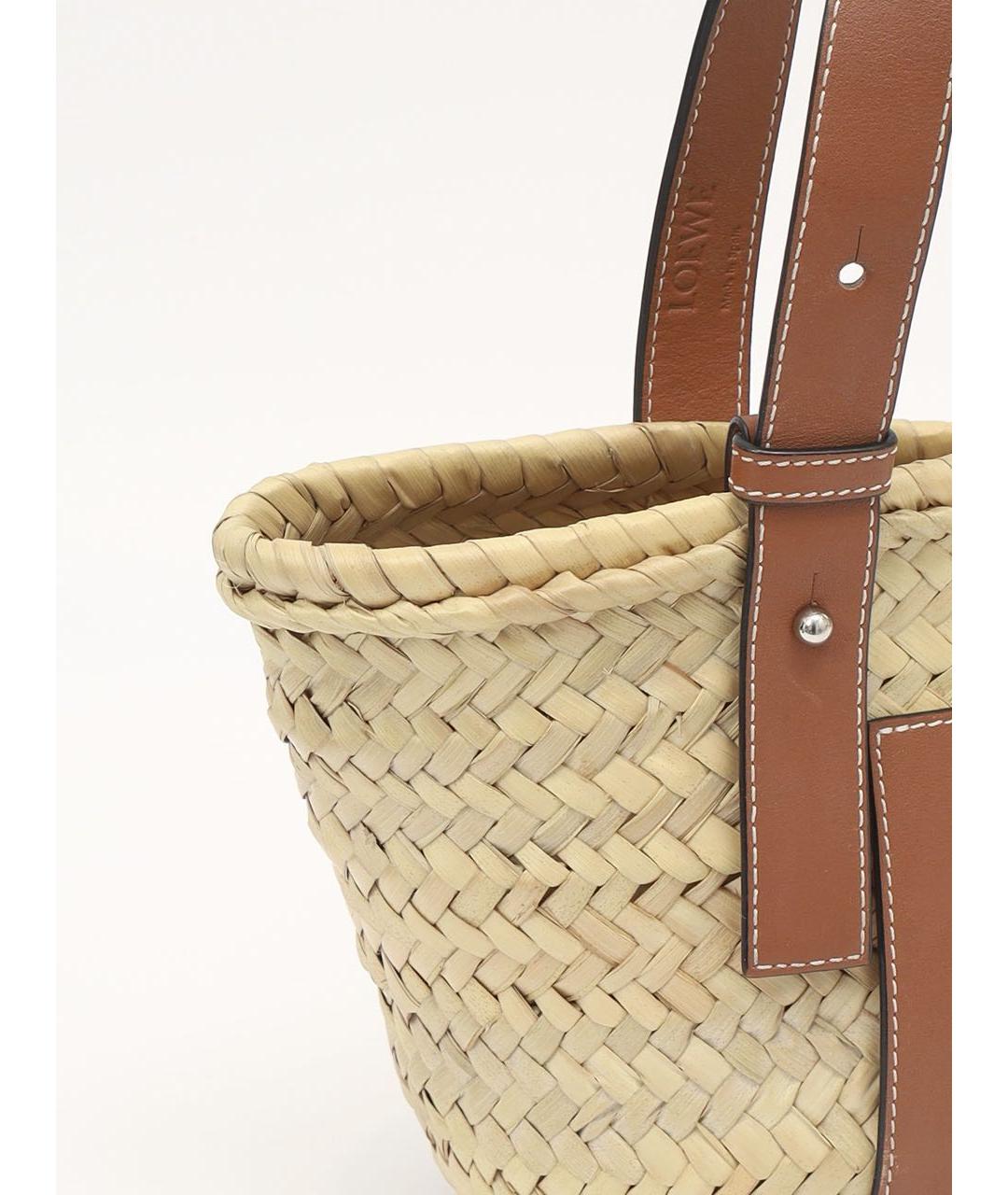 LOEWE Бежевая пелетеная сумка тоут, фото 8