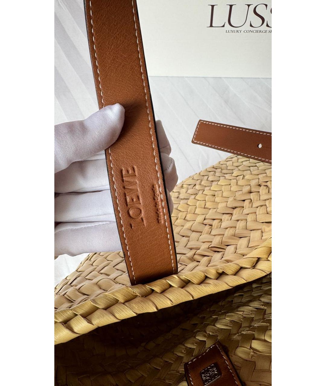 LOEWE Бежевая пелетеная сумка тоут, фото 5