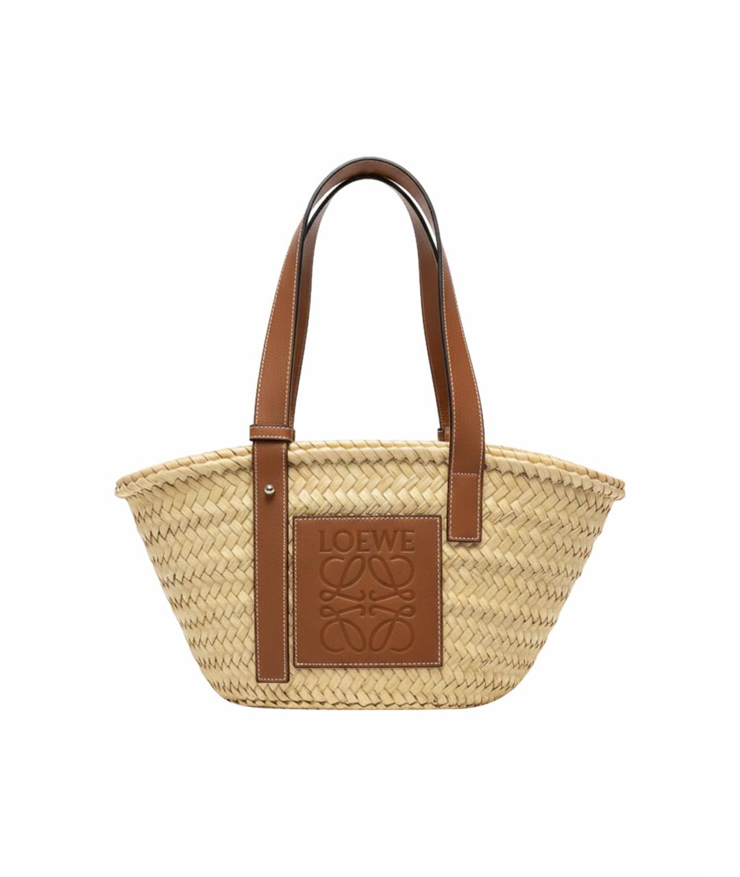 LOEWE Бежевая пелетеная сумка тоут, фото 1