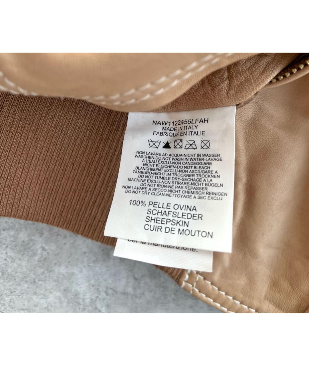 FAY Бежевая кожаная куртка, фото 6