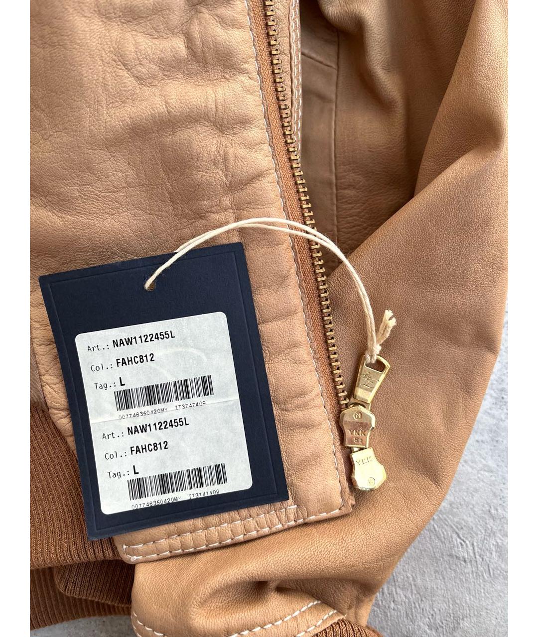 FAY Бежевая кожаная куртка, фото 5