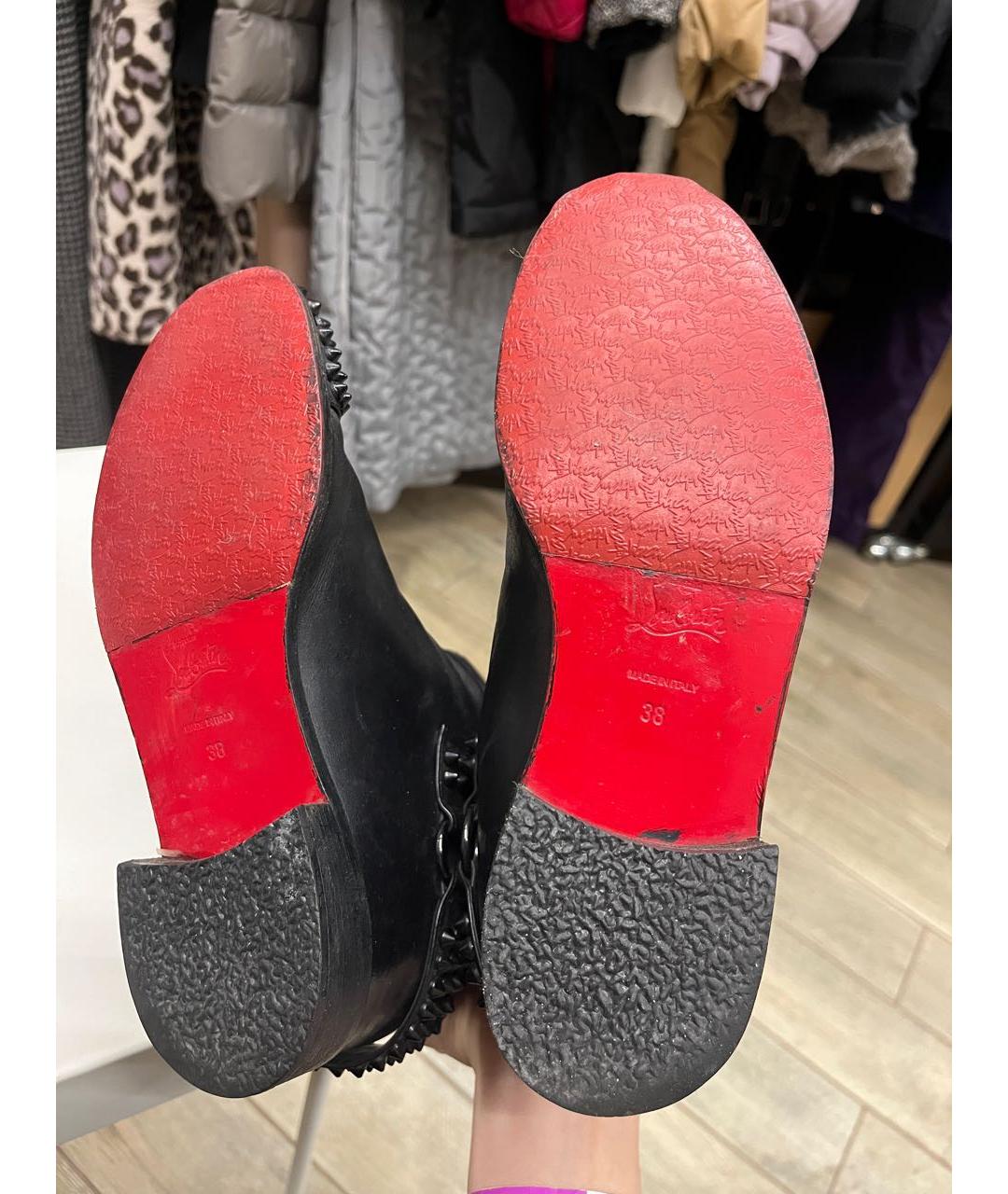 CHRISTIAN LOUBOUTIN Черные кожаные сапоги, фото 3