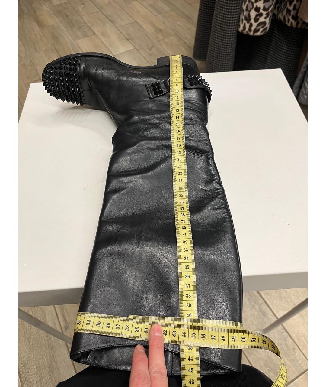 CHRISTIAN LOUBOUTIN Черные кожаные сапоги, фото 6