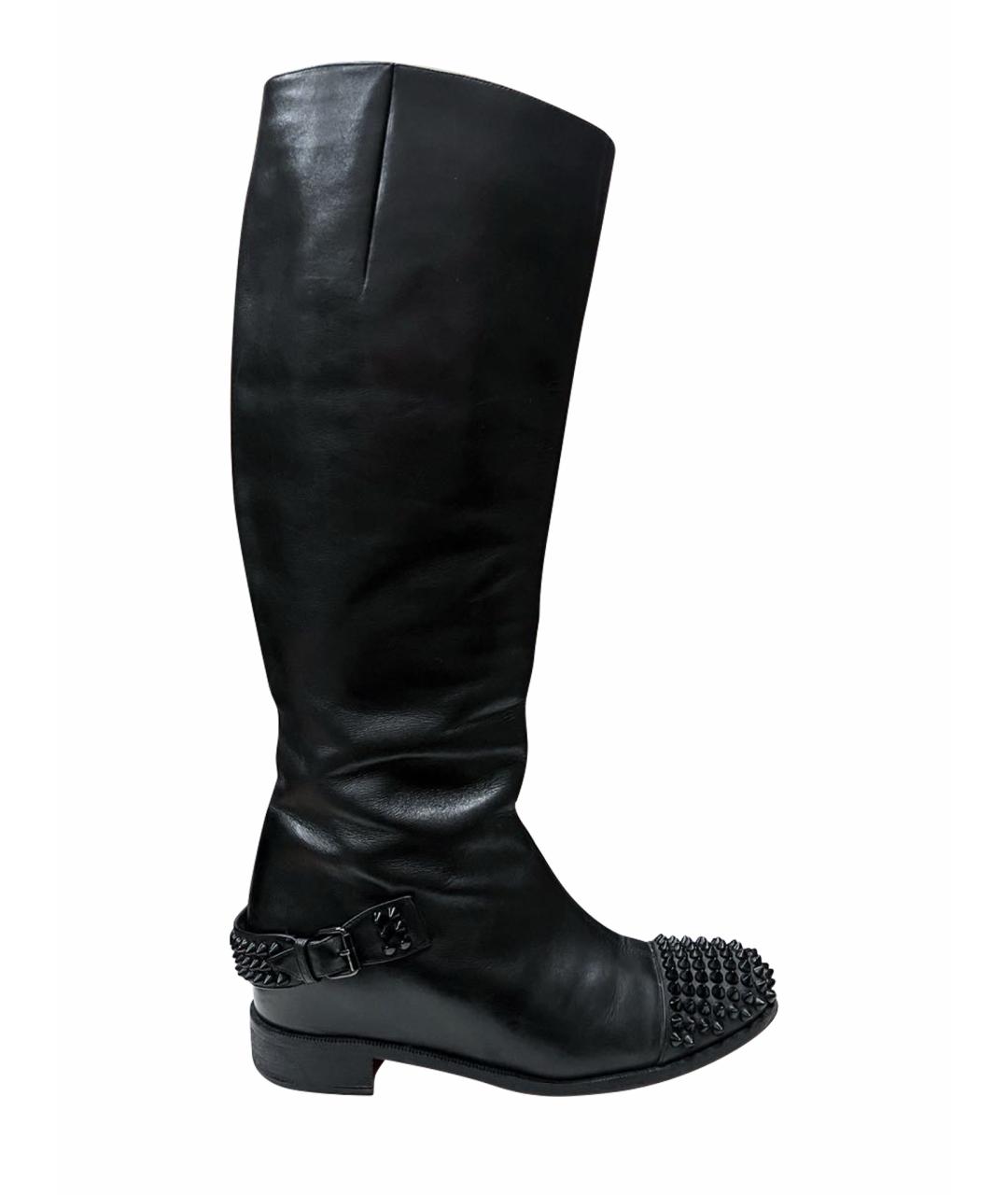 CHRISTIAN LOUBOUTIN Черные кожаные сапоги, фото 1