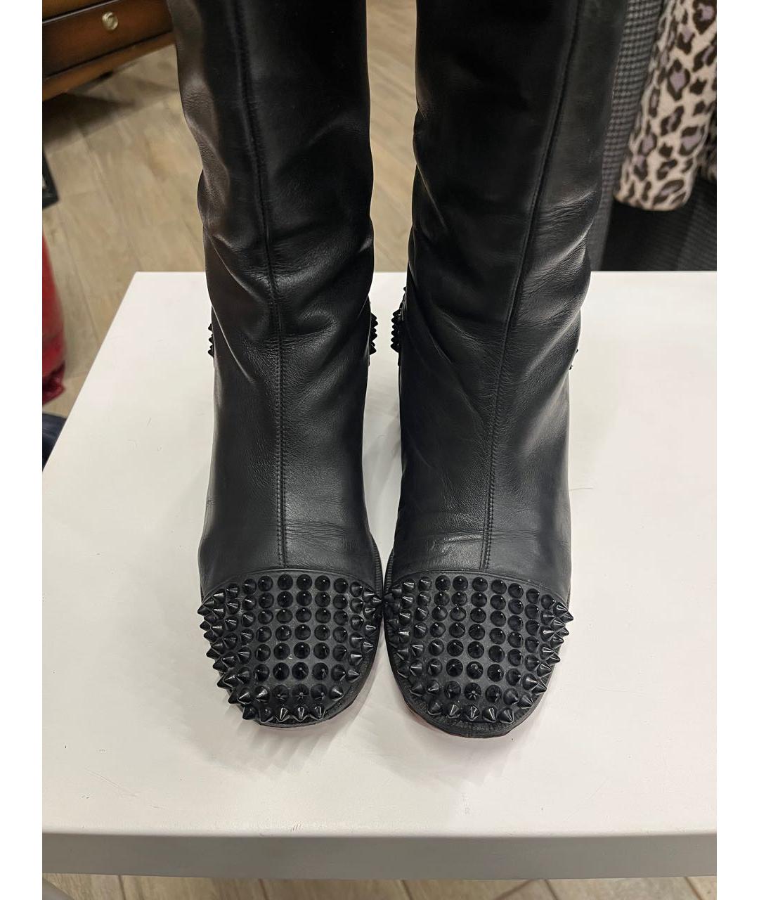 CHRISTIAN LOUBOUTIN Черные кожаные сапоги, фото 5