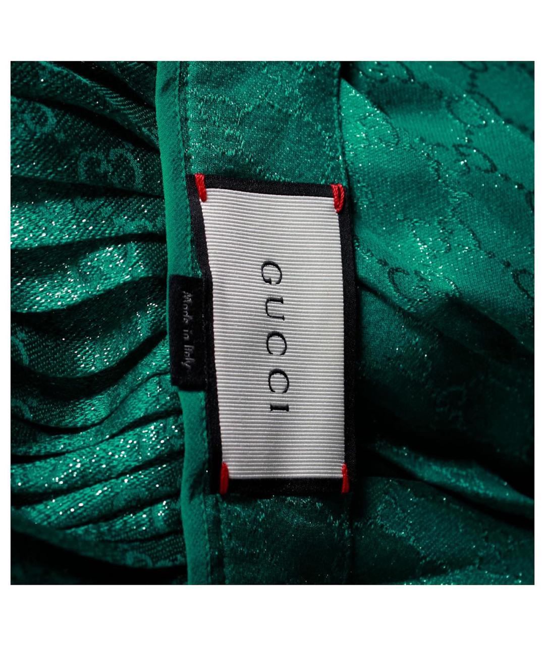 GUCCI Зеленая шелковая юбка миди, фото 3