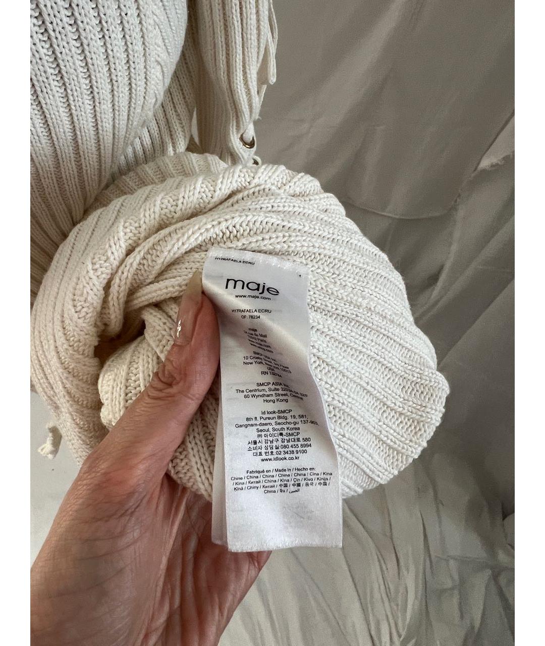 MAJE Бежевое шерстяное повседневное платье, фото 5