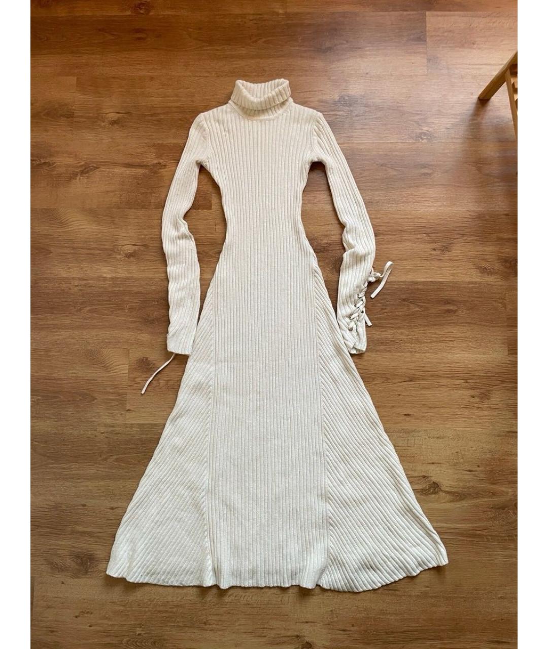 MAJE Бежевое шерстяное повседневное платье, фото 2