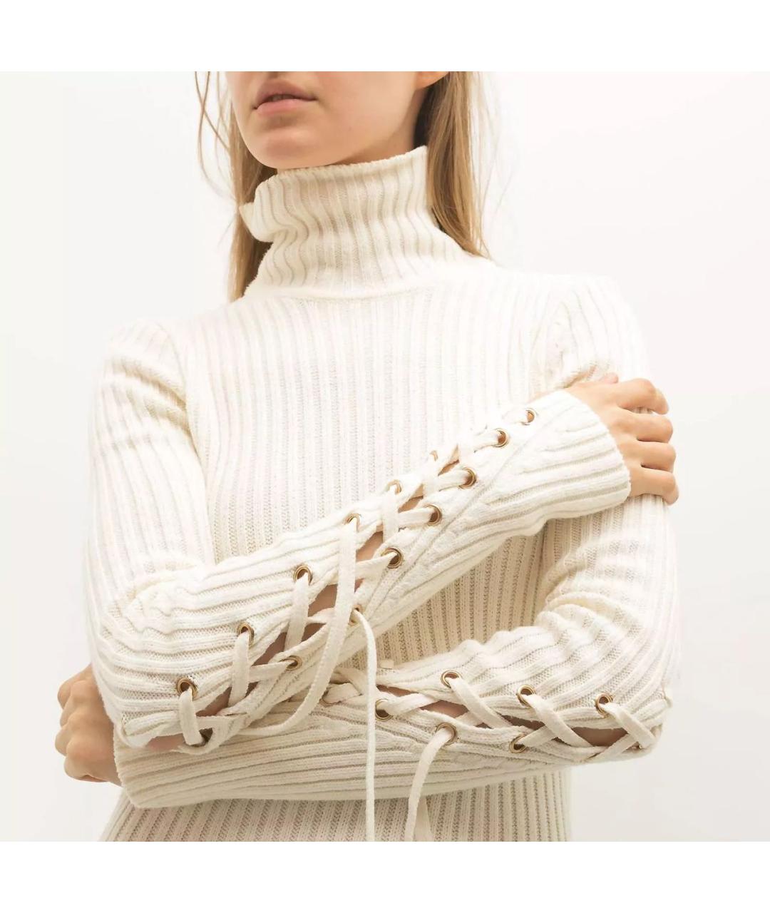 MAJE Бежевое шерстяное повседневное платье, фото 4