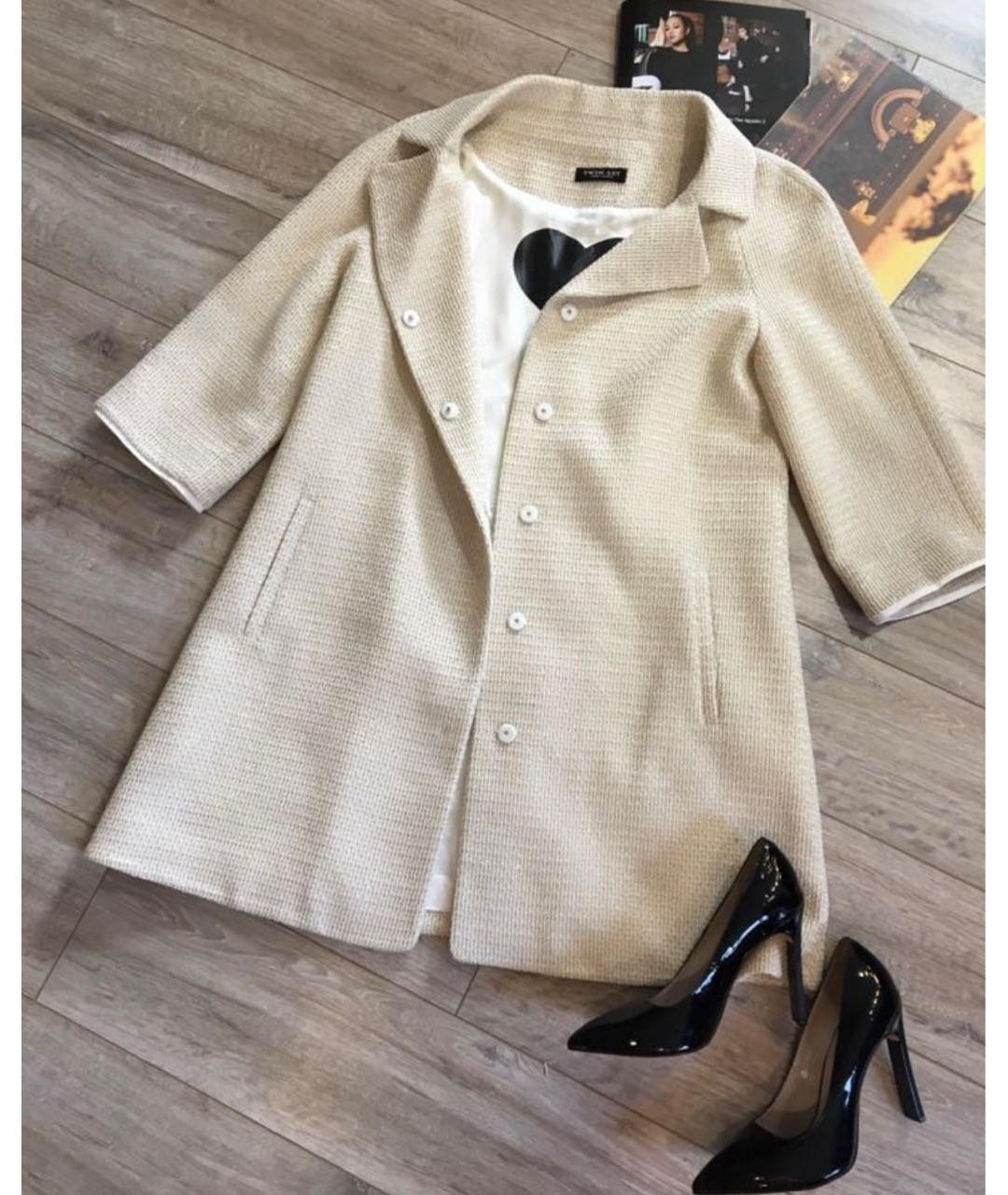 TWIN-SET Бежевое хлопковое пальто, фото 4