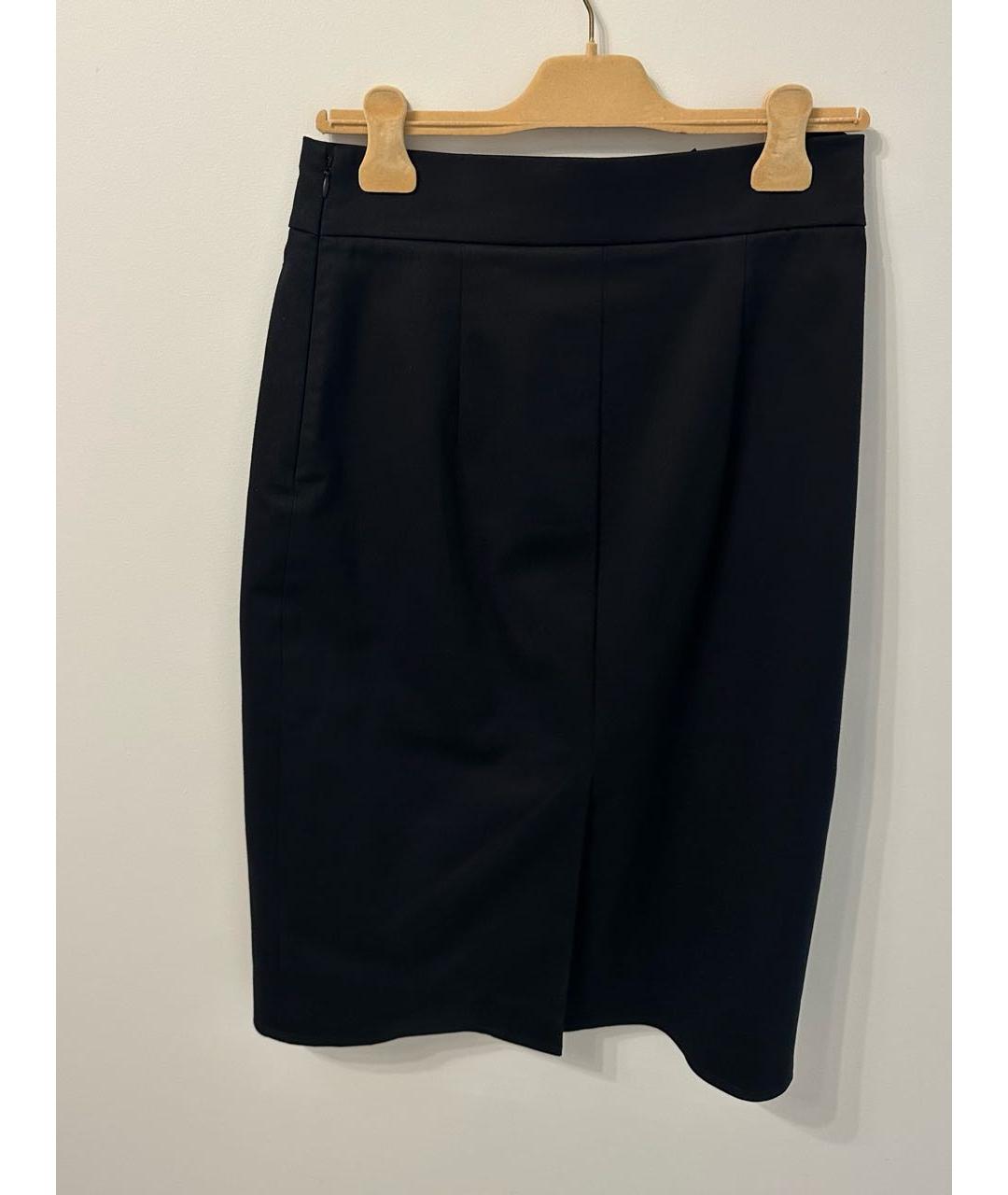 PRADA Черная хлопко-эластановая юбка миди, фото 2