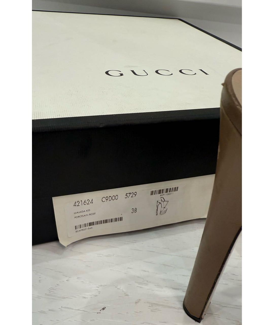 GUCCI Бежевые кожаные туфли, фото 7