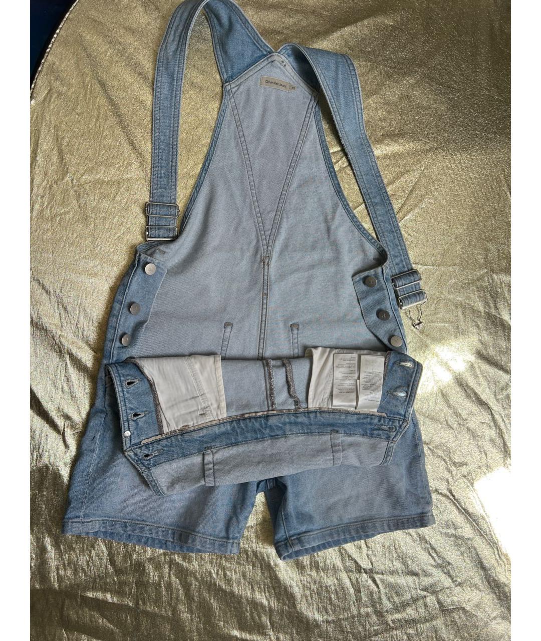 CALVIN KLEIN Голубой хлопковый комбинезон, фото 8