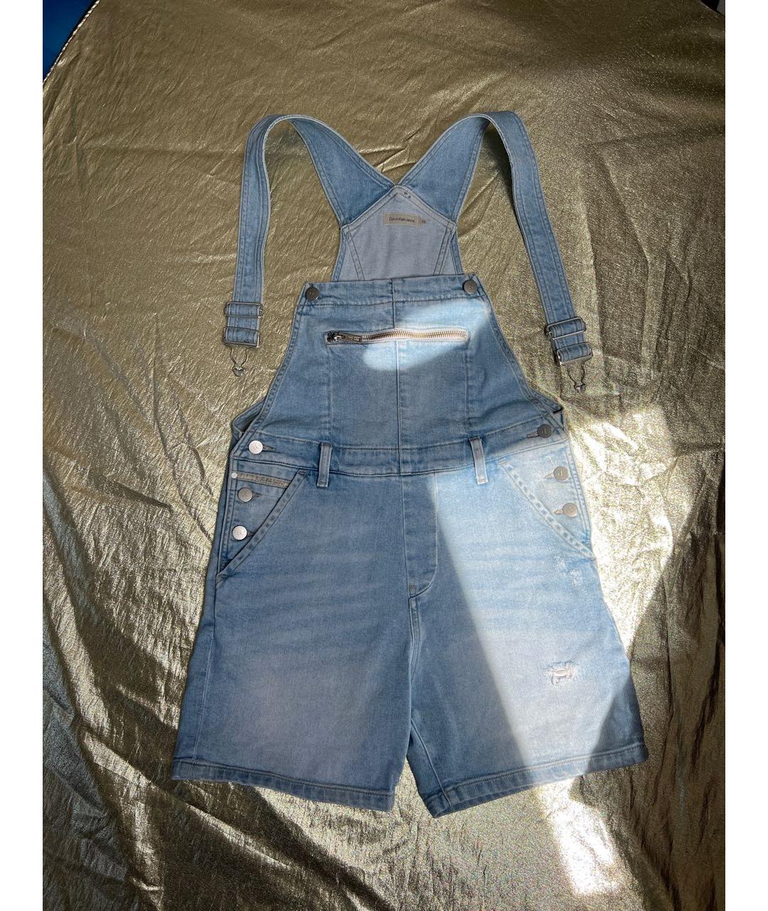 CALVIN KLEIN Голубой хлопковый комбинезон, фото 9