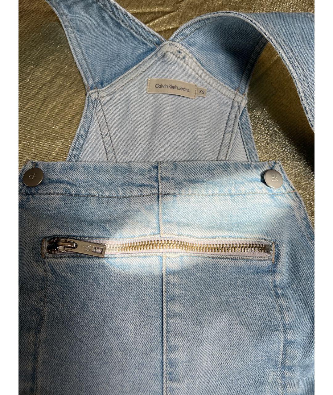 CALVIN KLEIN Голубой хлопковый комбинезон, фото 6