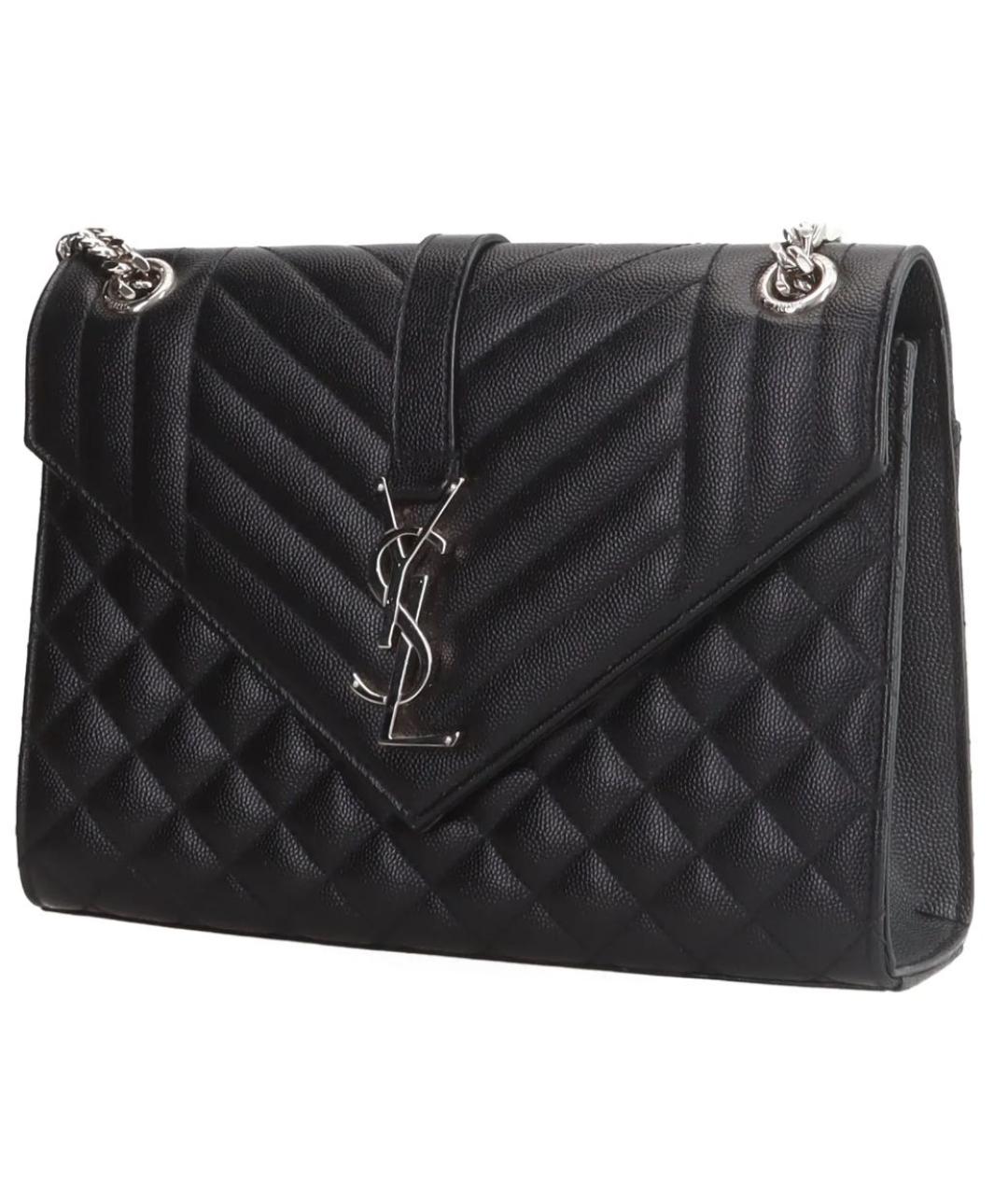 SAINT LAURENT Черная кожаная сумка через плечо, фото 2