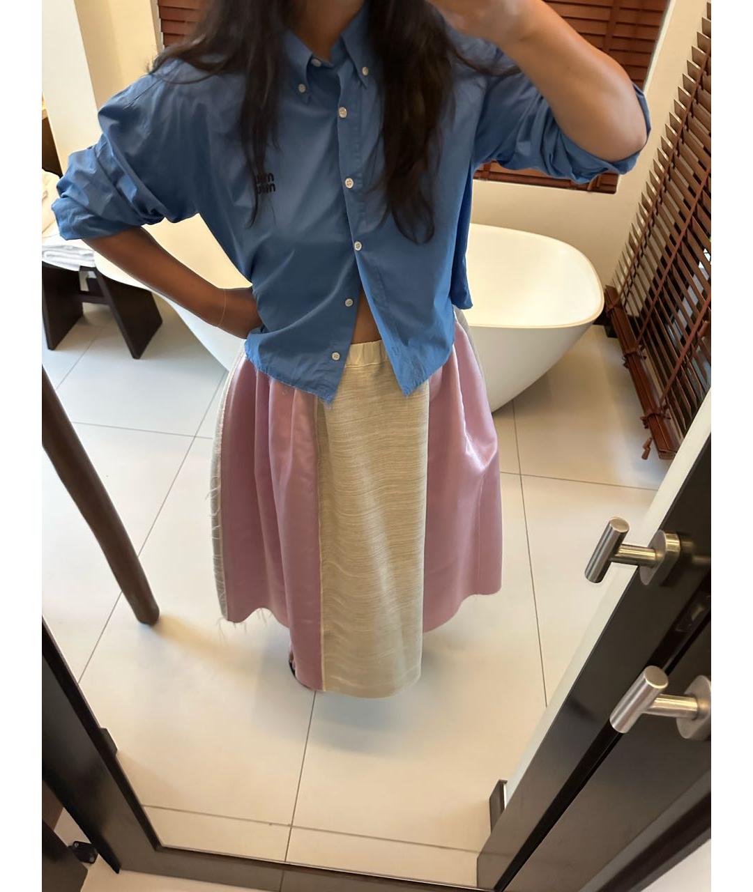 MARNI Розовая деним юбка миди, фото 5