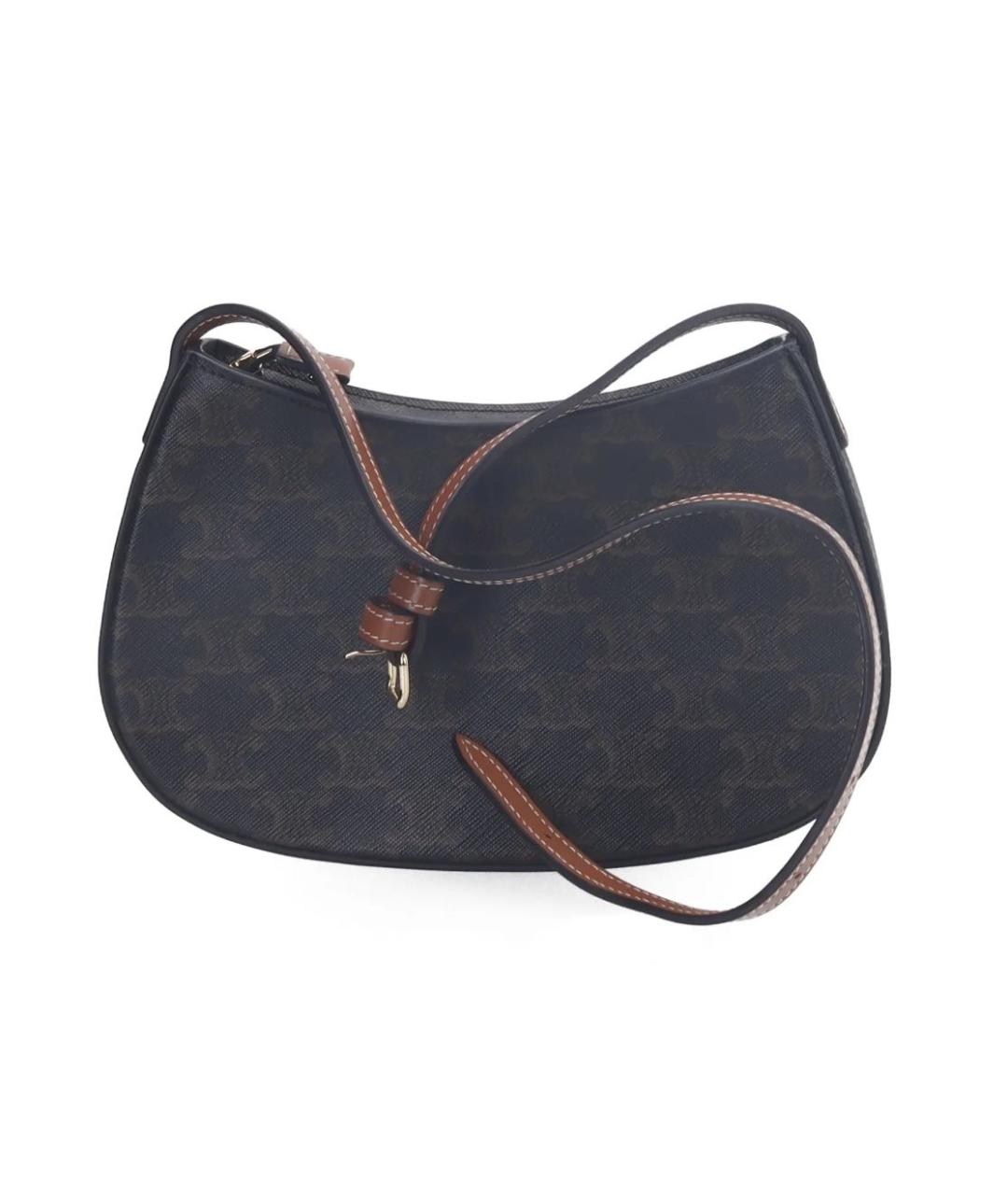 CELINE Коричневая кожаная сумка с короткими ручками, фото 3