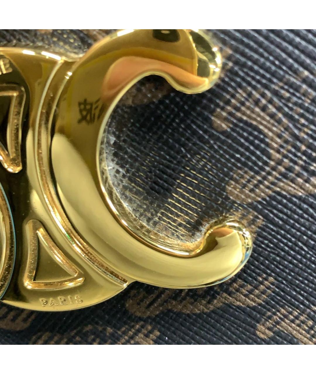 CELINE Коричневая кожаная сумка с короткими ручками, фото 4