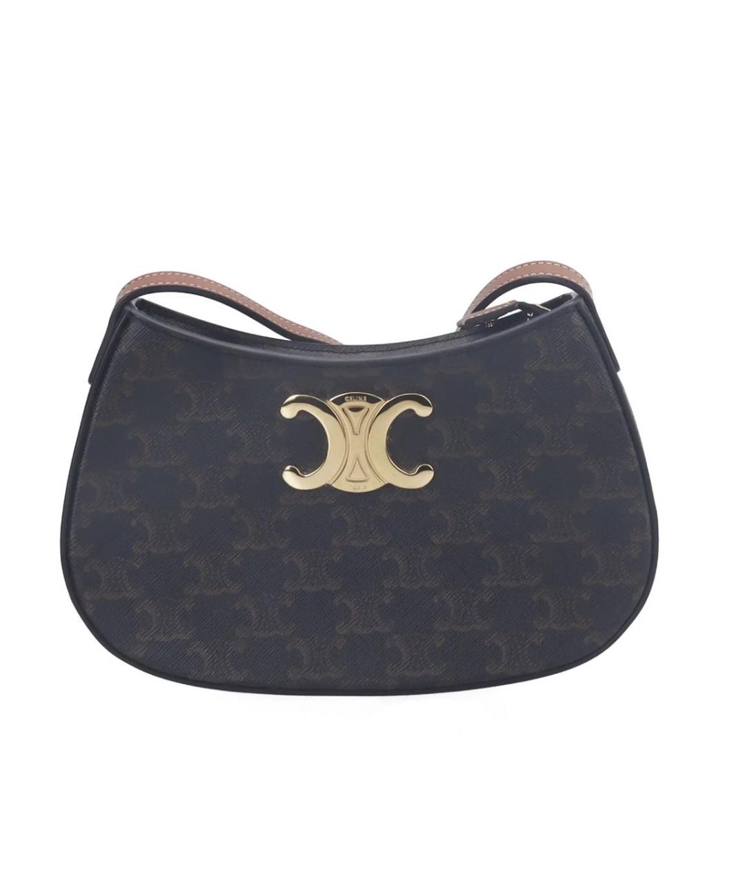 CELINE Коричневая кожаная сумка с короткими ручками, фото 1