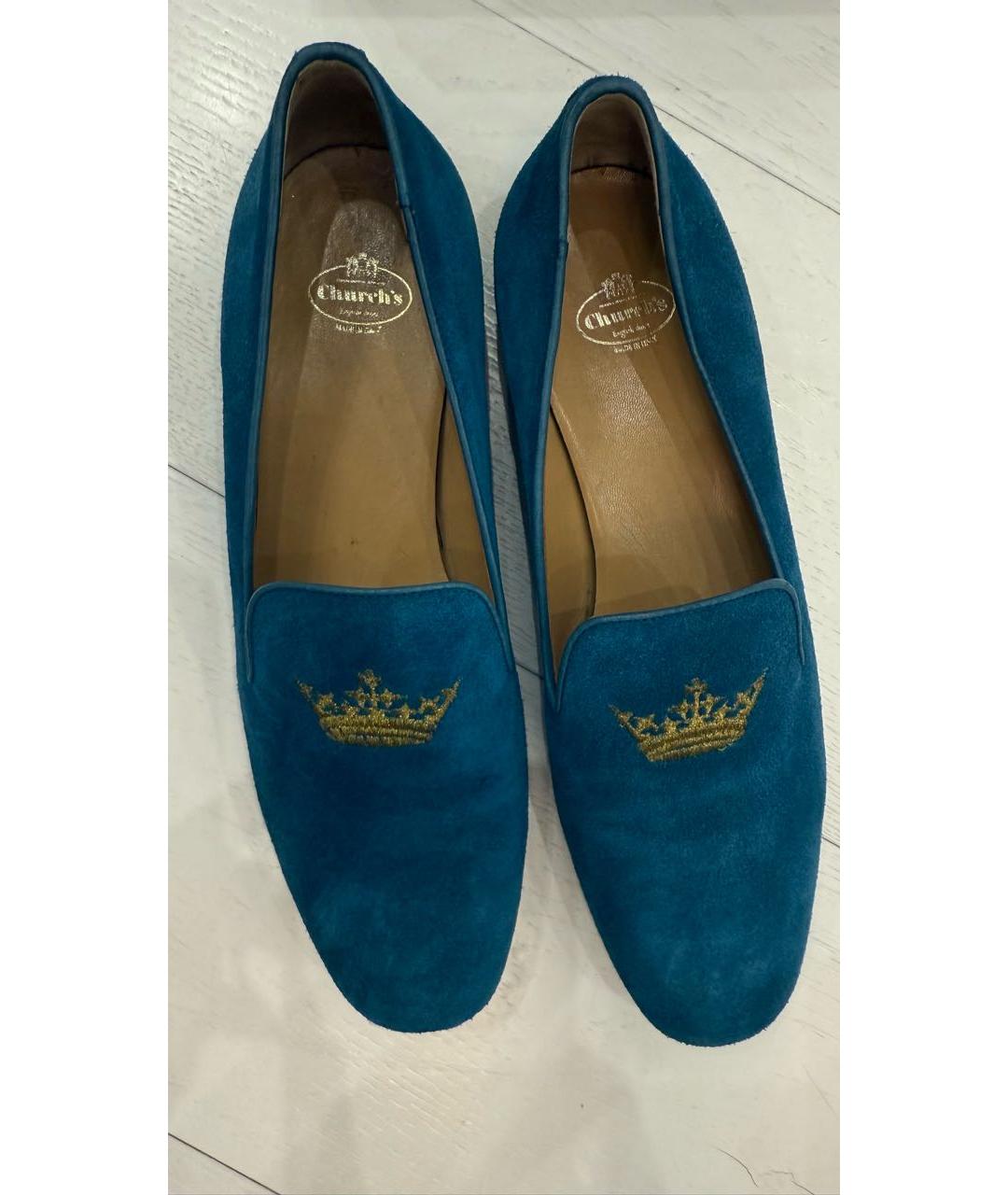 CHURCH'S Голубые замшевые лоферы, фото 3