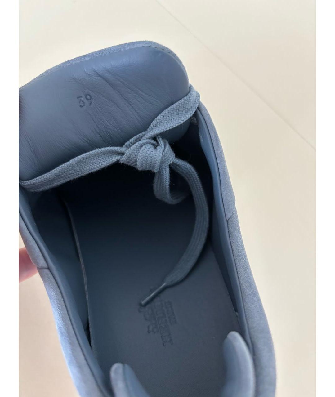 HERMES Голубые замшевые кеды, фото 6