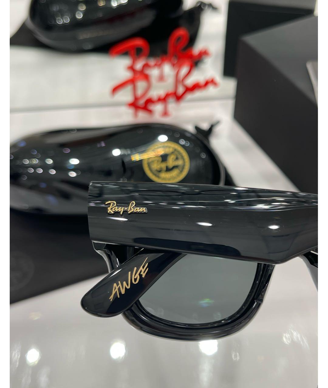 RAY BAN Черные пластиковые солнцезащитные очки, фото 5