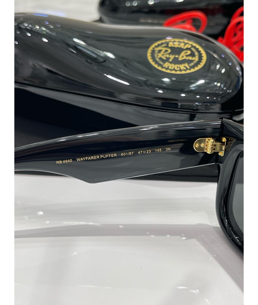 RAY BAN Черные пластиковые солнцезащитные очки, фото 7