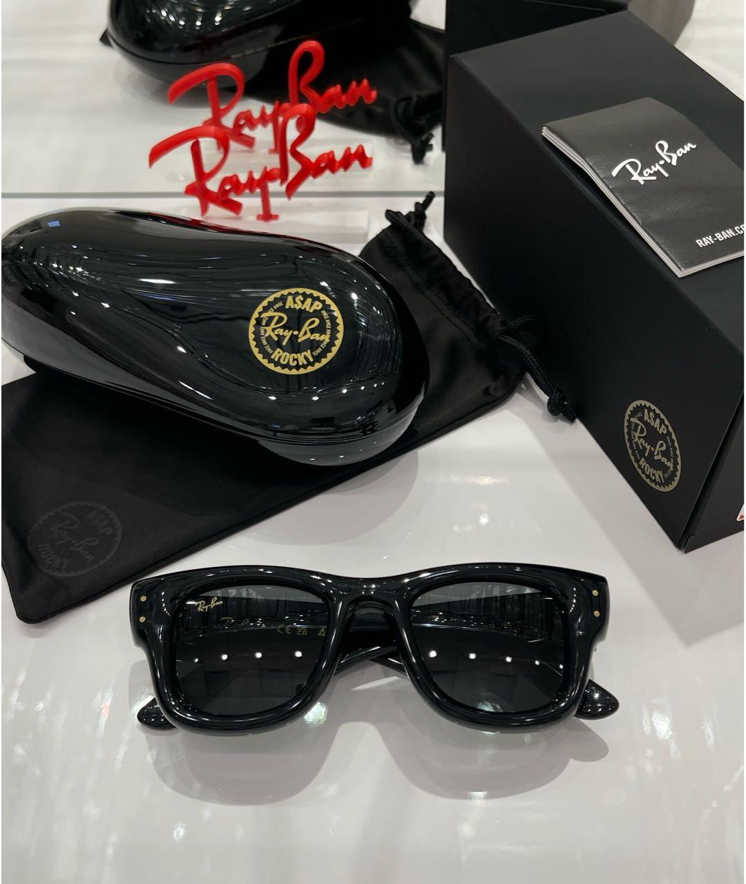 RAY BAN Черные пластиковые солнцезащитные очки, фото 8