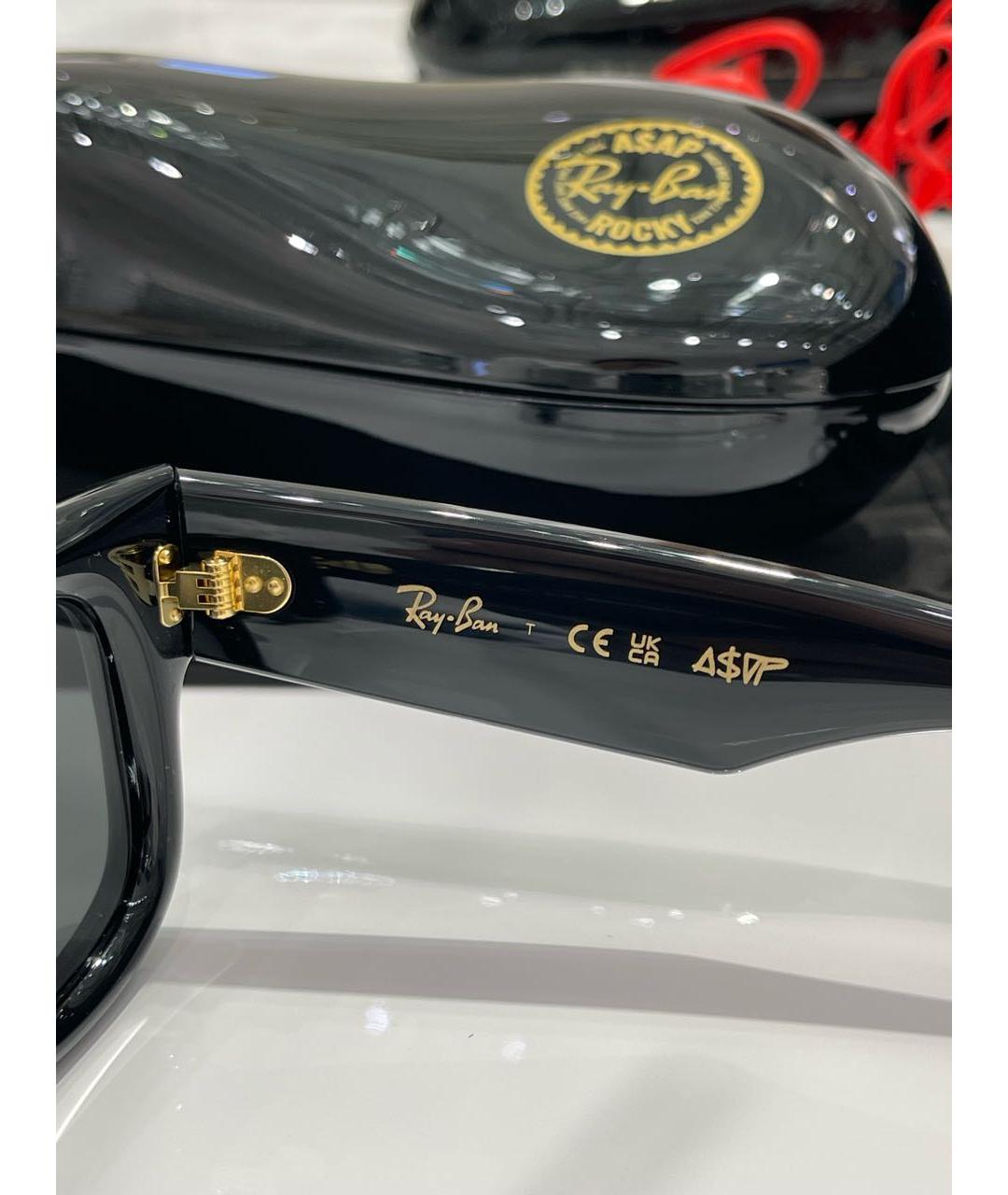 RAY BAN Черные пластиковые солнцезащитные очки, фото 6