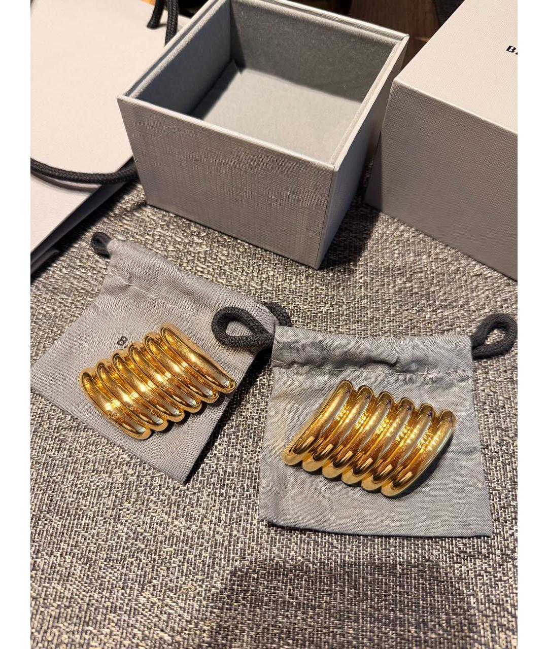 BALENCIAGA Золотые металлические серьги, фото 2