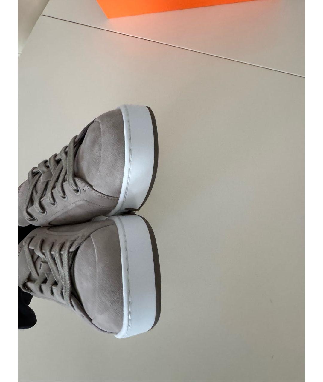 HERMES Серые замшевые кеды, фото 3
