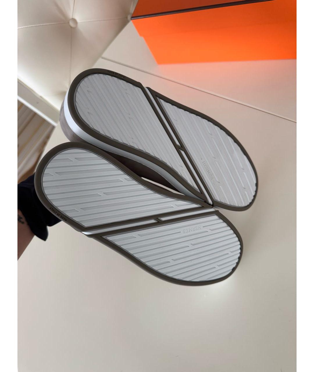 HERMES Серые замшевые кеды, фото 5