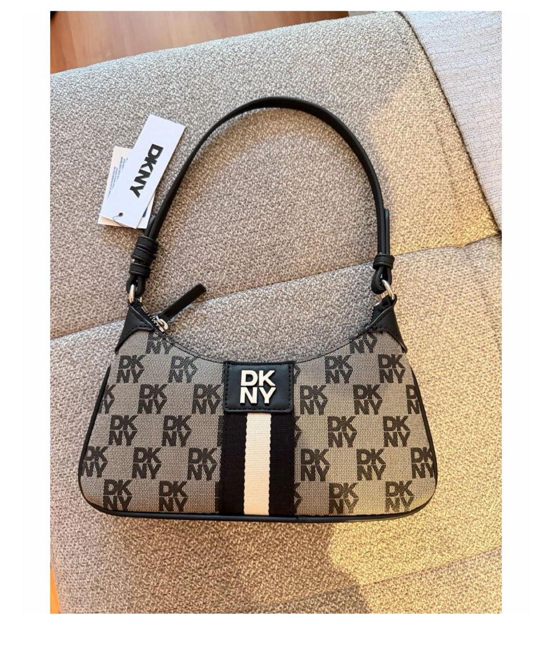 DKNY Бежевая тканевая сумка через плечо, фото 5