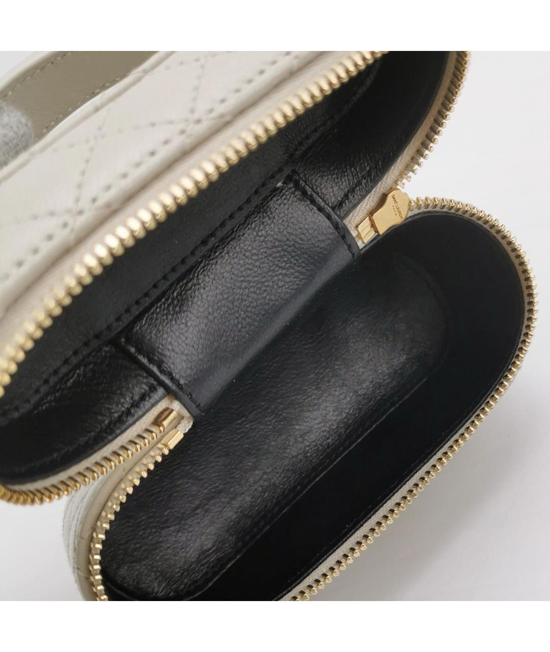 SAINT LAURENT Белая кожаная сумка с короткими ручками, фото 7