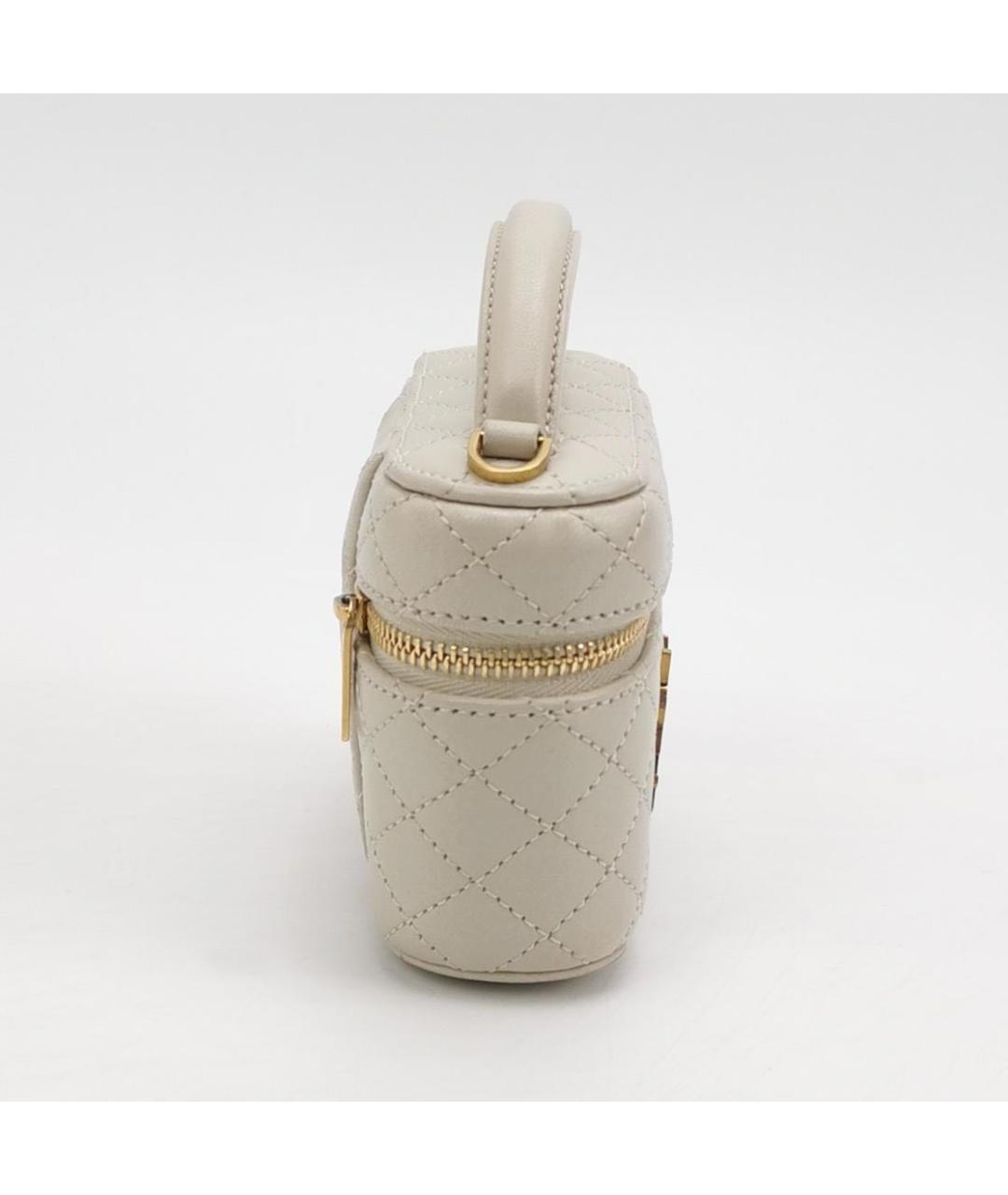 SAINT LAURENT Белая кожаная сумка с короткими ручками, фото 4