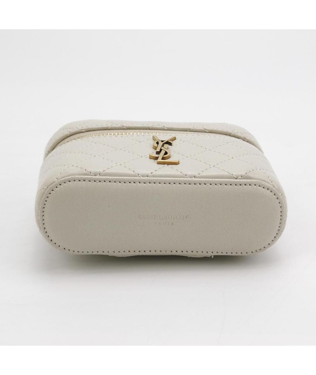 SAINT LAURENT Белая кожаная сумка с короткими ручками, фото 6