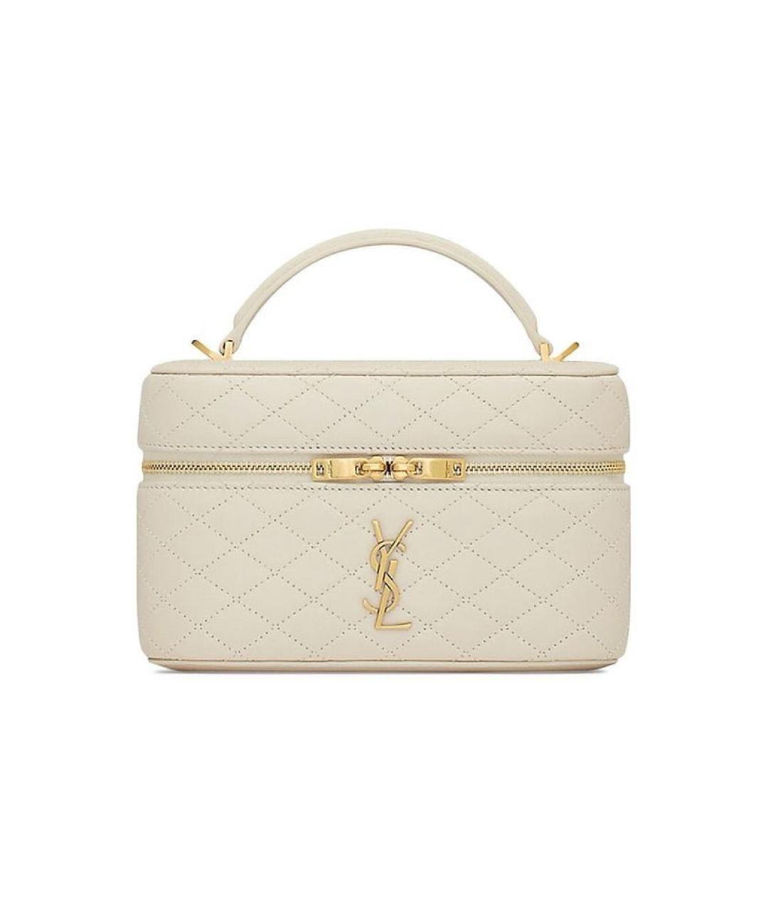 SAINT LAURENT Белая кожаная сумка с короткими ручками, фото 1