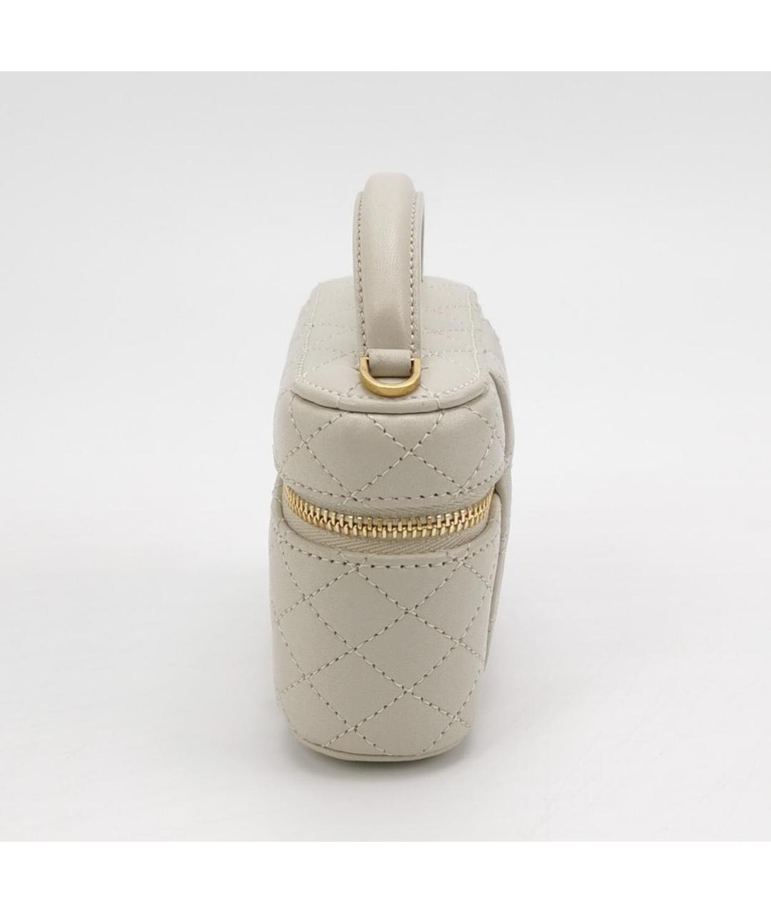 SAINT LAURENT Белая кожаная сумка с короткими ручками, фото 3