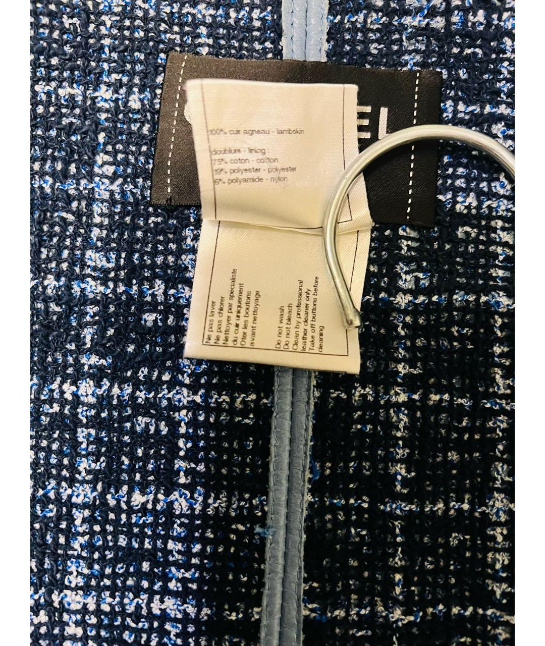 CHANEL Голубой кожаный жакет/пиджак, фото 6