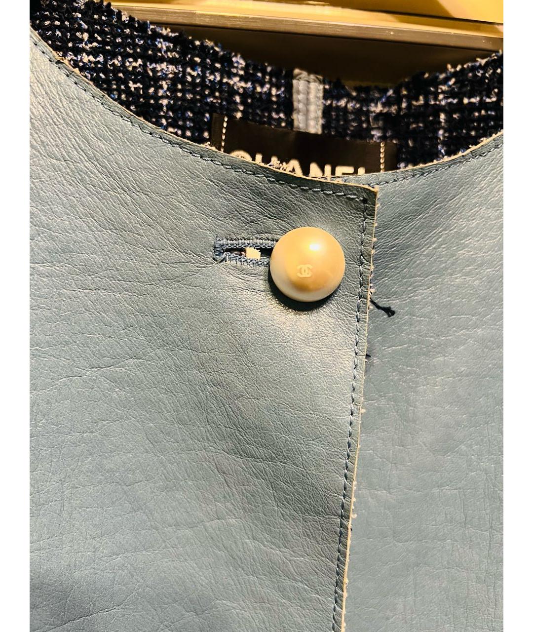 CHANEL Голубой кожаный жакет/пиджак, фото 5