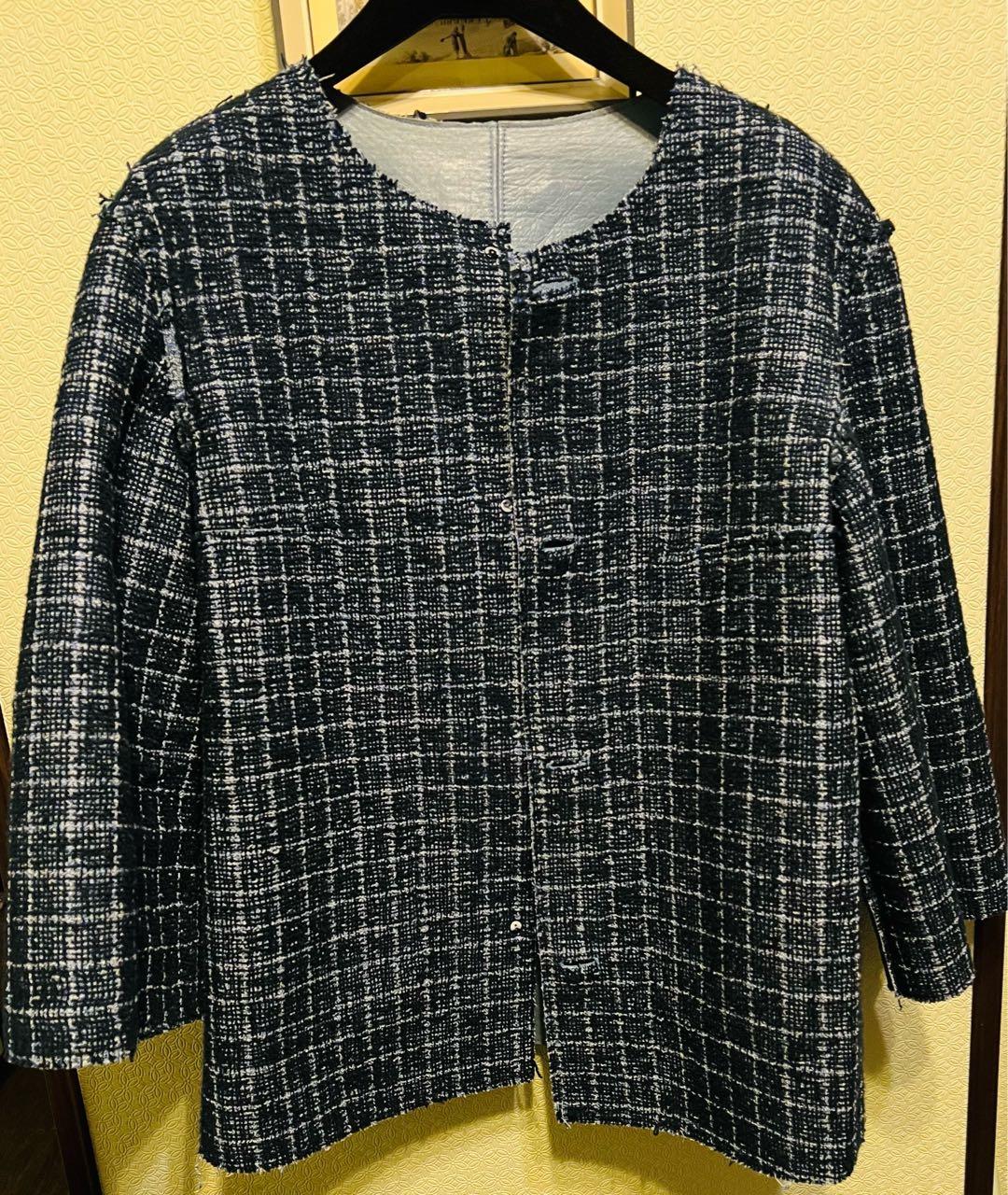 CHANEL Голубой кожаный жакет/пиджак, фото 2