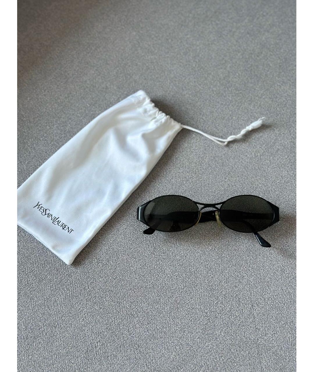 SAINT LAURENT Черные металлические солнцезащитные очки, фото 2