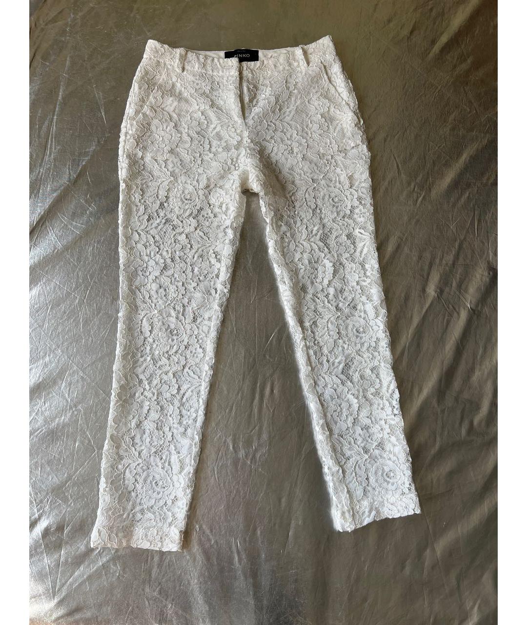 PINKO Белые кружевные брюки узкие, фото 9