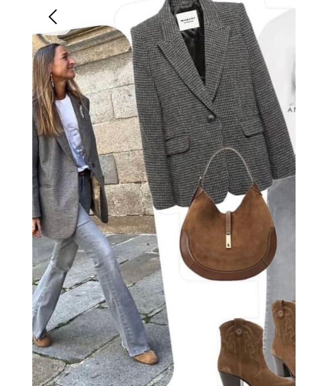 ISABEL MARANT ETOILE Серый шелковый жакет/пиджак, фото 4