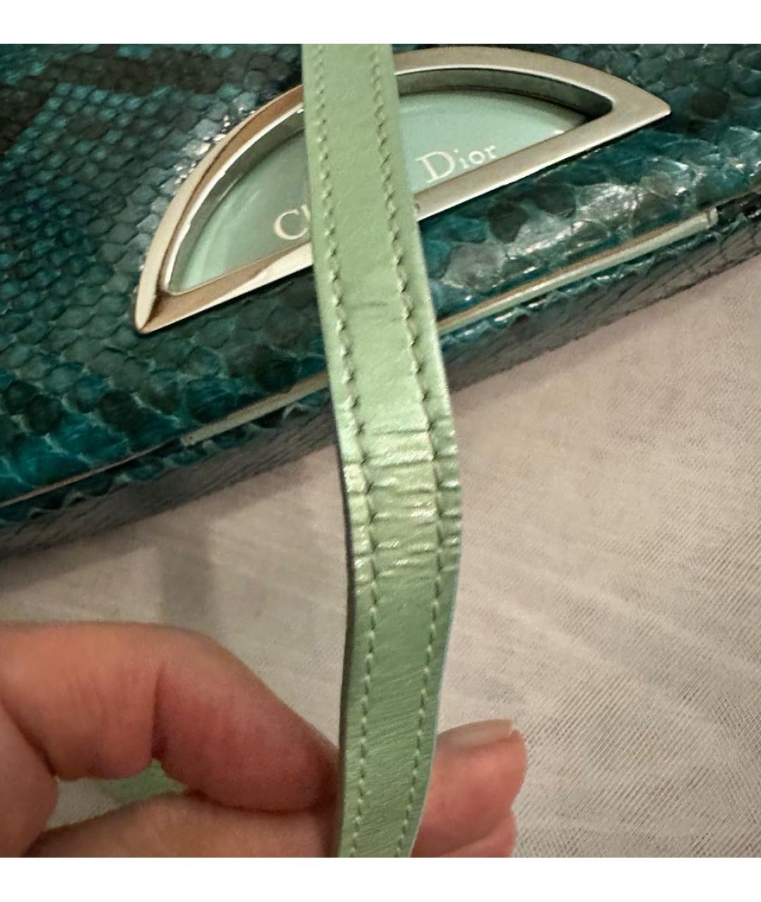 CHRISTIAN DIOR Зеленая сумка через плечо из экзотической кожи, фото 8